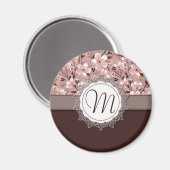 レースのモノグラムが付いている桜 マグネット (正面/裏面)