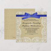 レースのリボンと麻の布の素朴なリハーサルディナー 招待状 (正面/裏面)