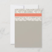 レースのリボン灰色の珊瑚の結婚RSVPのカード 出欠カード (裏面)