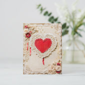 レースの付いたシャビーなハート シーズンポストカード (スタンド正面)