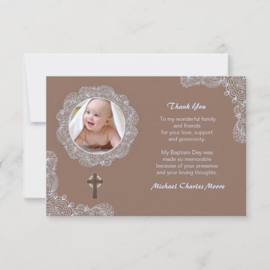 レースの円の写真のサンキューカード サンキューカード (正面)