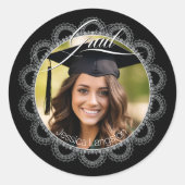 レースの写真 卒業証書 ラウンドシール (正面)