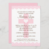 レースの十字の女の赤ちゃんの洗礼Inviation 招待状 (正面/裏面)