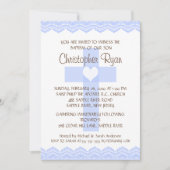 レースの十字の男の赤ちゃんの洗礼Inviation 招待状 (正面)