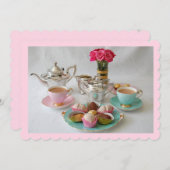 レースの午後ティーの招待状 招待状 (正面/裏面)