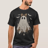 レースの幽霊のリボン飾り | 花柄の幽霊 Tシャツ (正面)