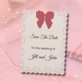 レースの弓の結婚式日程カード
