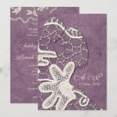 レースの新郎新婦の結婚式の招待 招待状 (正面/裏面)