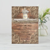 レースの木の素朴なビンテージ西部エレガントな結婚式 招待状 (スタンド正面)