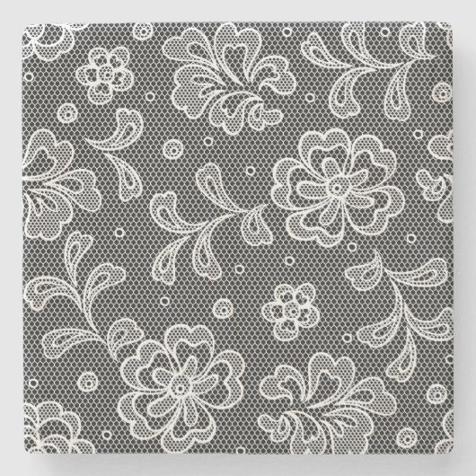 レースの生地パターン1 ストーンコースター (正面)