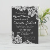 レースの白黒ブライダルシャワーの招待 招待状 (スタンド正面)