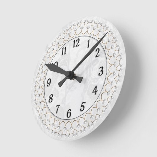 レースの真珠そして金の金属線条細工 ラウンド壁時計 (傾斜)