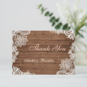 レースの素朴な木製のサンキューカード サンキューカード (スタンド正面)