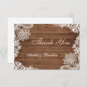 レースの素朴な木製のサンキューカード サンキューカード (正面/裏面)