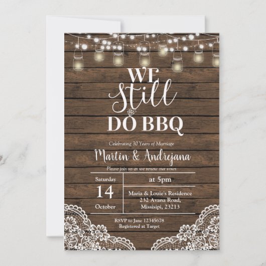 レースの結婚記念日 私たちはまだ結婚記念日を祝う 招待状 (正面)