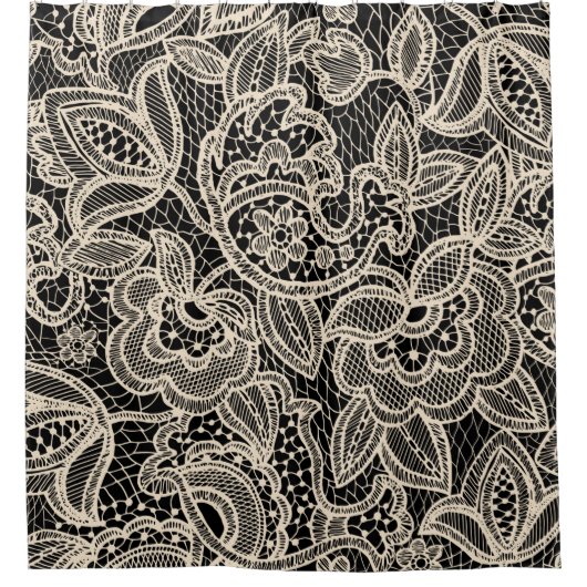 レースの継ぎ目のない模様 シャワーカーテン (正面)