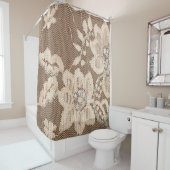 レースの繊細さ:ホワイトファブリックアーティストリー シャワーカーテン (インサイチュ)