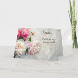 レースの背景にピンクと白の芍薬 招待状