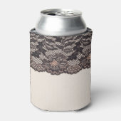 レースの背景を持つテキスタイルテクスチャ。 缶クーラー (缶正面)