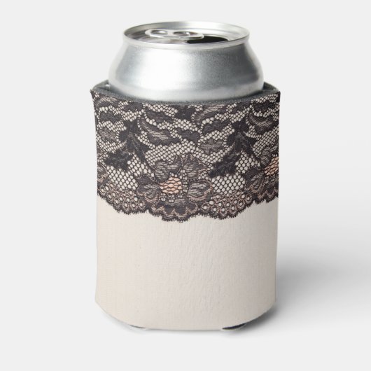 レースの背景を持つテキスタイルテクスチャ。 缶クーラー (缶裏面)