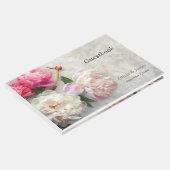 レースの背景を持つピンクと白の牡丹 ゲストブック (コーナー)