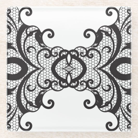 レースの背景2 ガラスコースター (正面)