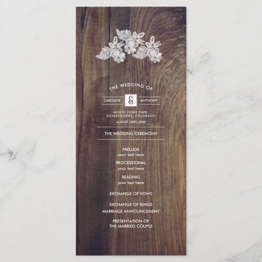 レースの花 |バーンウッド結婚式 プログラム (正面)