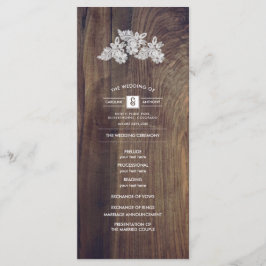 レースの花 | 古材の結婚式プログラム プログラム