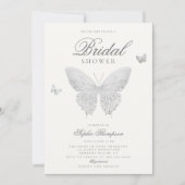 レースの蝶のエレガントなボヘミアンホワイトの結婚前お披露目パーティー 招待状 (正面)