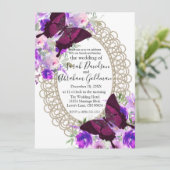 レースの蝶の結婚式招待状 招待状 (スタンド正面)