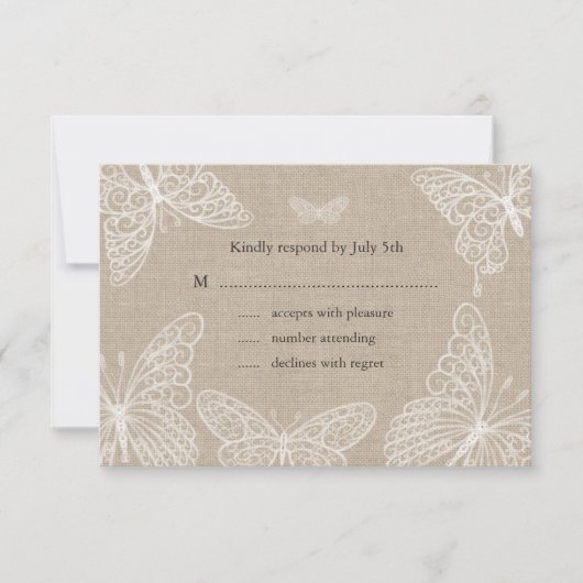 レースの蝶RSVP 2 出欠カード (正面)