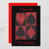 レースの赤と黒のスーツ 招待状 (正面/裏面)