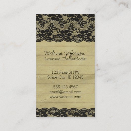 レースの黒い美容師の美容師のヴィンテージのせん断 名刺 (裏面)