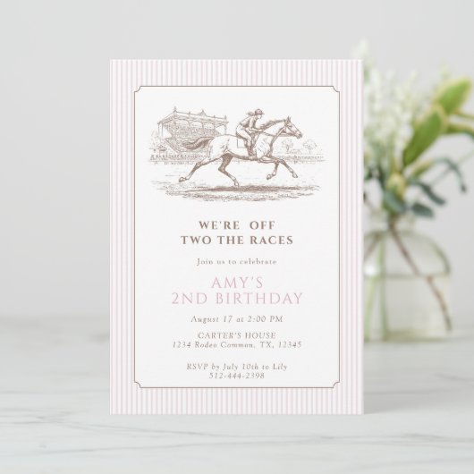 レースの2歳の誕生日 ピンクの馬 招待状 (スタンド正面)