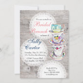 レースのDoilies及びティーカップの花嫁のブランチの招待状 招待状 (正面)