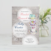 レースのDoilies及びティーカップの花嫁のブランチの招待状 招待状 (スタンド正面)