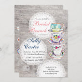 レースのDoilies及びティーカップの花嫁のブランチの招待状 招待状 (正面/裏面)