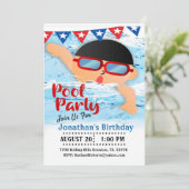 レースはボーイズ誕生日プールパーティー 招待状 (スタンド正面)