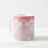 レースは古いピンクの白いヴィンテージにドイファッションドイ コーヒーマグカップ (正面左)