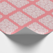 レースは古いピンクの白いヴィンテージにドイファッションドイ ラッピングペーパー (角)