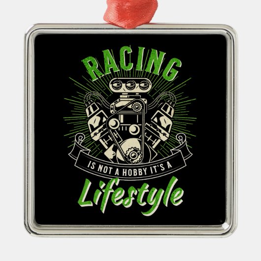 レースは趣味じゃないライフスタイル メタルオーナメント (正面)