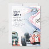 レースをテーマにした50歳の誕生日パーティー 招待状 (正面)