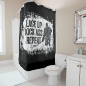 レースを締める。繰り返す。（ホッケー） シャワーカーテン (インサイチュ)