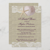 レースアンドサンドドルビーチブライダルシャワー 招待状 (正面/裏面)