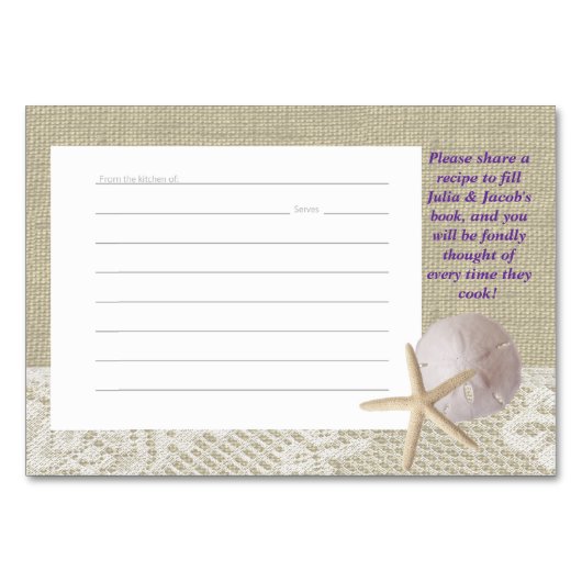 レースアンドサンドドルレシピカード テーブルナンバー (正面)