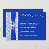 レースアンドスノーフレークホリデーパーティ招待状 招待状 (正面/裏面)