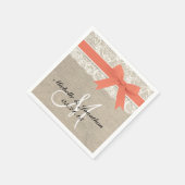 レースアンドバーラップ素朴ズ結婚ナプキンサンゴ スタンダードカクテルナプキン (角)