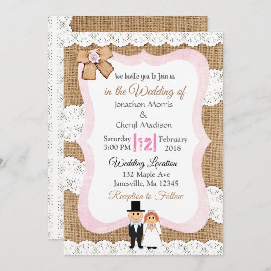 レースアンドバーラップ結婚式招待状 招待状 (正面/裏面)