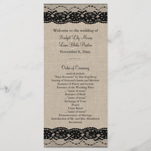 レースインブラックオンバーラップ結婚式 プログラム (正面)