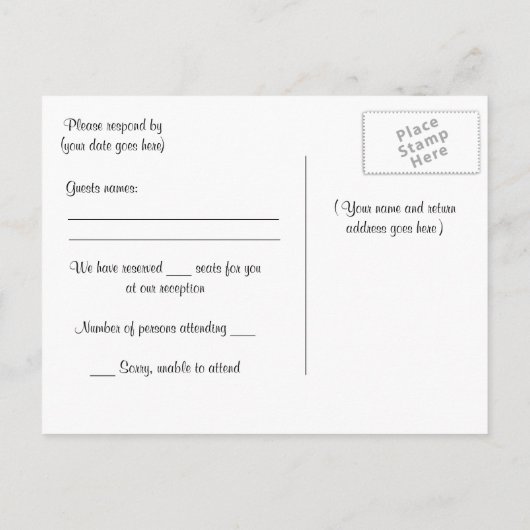 レースウェディングRSVPカード インビテーションポストカード (裏面)
